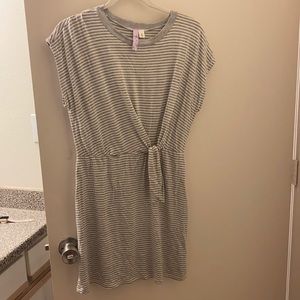 Grey and White Striped Alya Dress